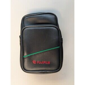 Vintage FujiFilm Black Camera Bag Case Point & Shoot Belt Loop 2 Pockets Zip OEM